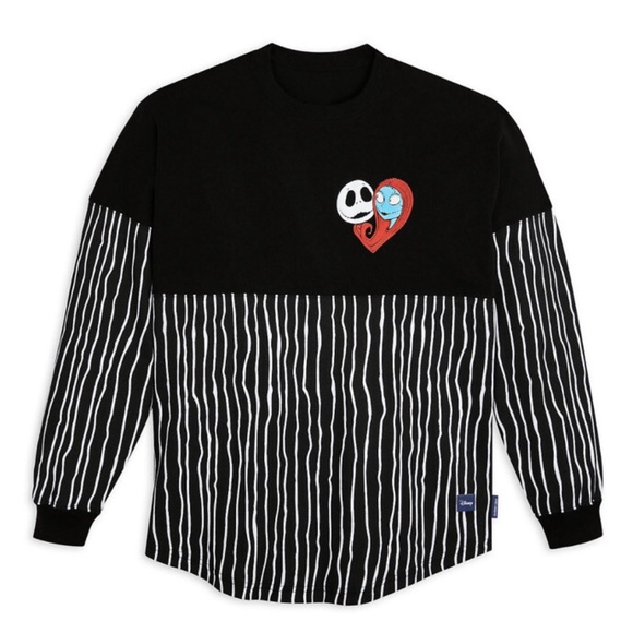 Disney Nightmare Before Christmas Spirit Jersey Shirt Black White Jack Sally NEW - Picture 2 of 4